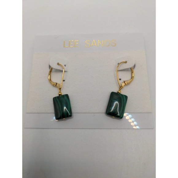 Lee Sands Malachite Interchangeable Dangle Earrings. Set Includes Square - Picture 4 of 8